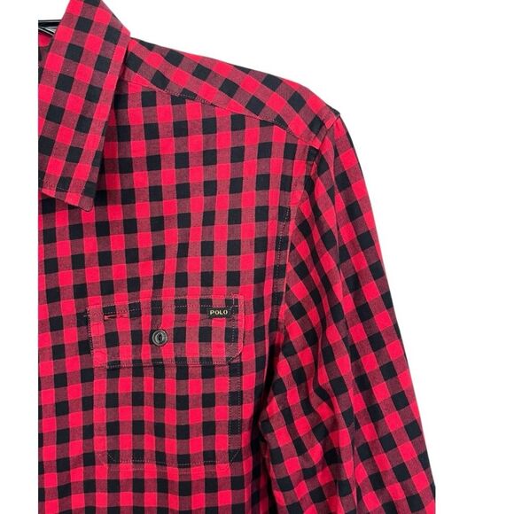 POLO Ralph Lauren | Red Black Check Plaid Button Down Shirt Boys XL 18/20 - Picture 2 of 6